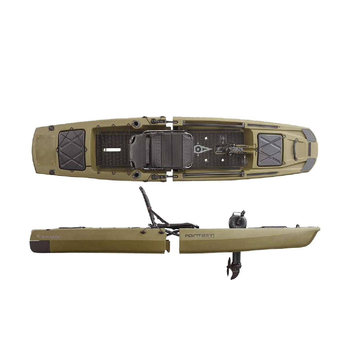 Point 65 KingFisher Solo Modular Fishing Kayak | Moss Green - Kayak Creek